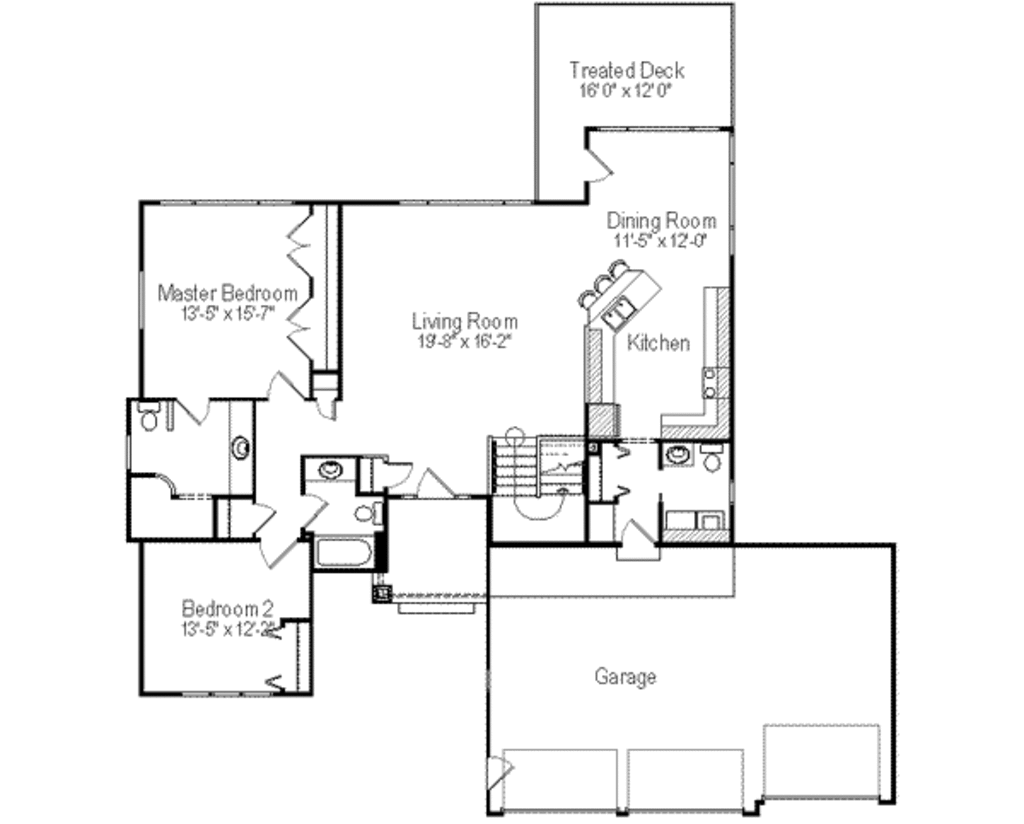 Country Style House Plan - 2 Beds 3 Baths 1576 Sq/Ft Plan #49-202 ...