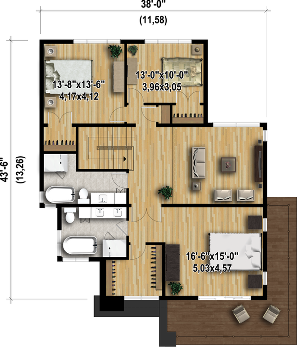 Modern Floor Plan - Upper Floor Plan #25-4415