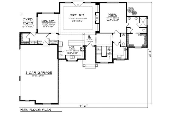Floor Plan - Main Floor for Traditional House Plan #70-1182 - 4 bed, 3.5 bath