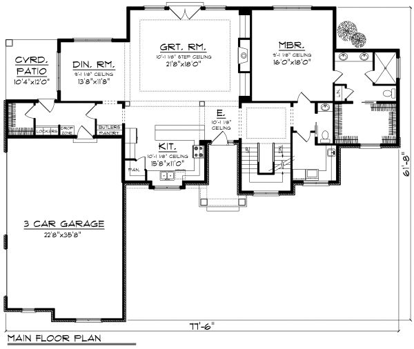 Home Plan - Traditional Floor Plan - Main Floor Plan #70-1182