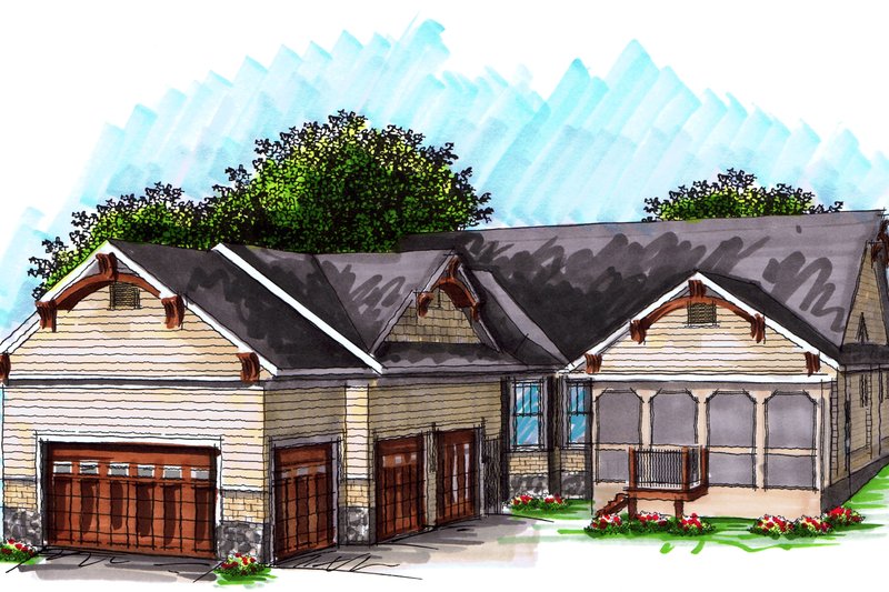 Home Plan - Exterior - Other Elevation 2 for Craftsman House Plan #70-1040 - 2 bed, 2.5 bath