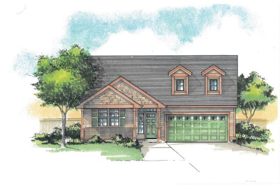 Exterior - Front Elevation for Craftsman House Plan #53-481 - 3 bed, 2 bath