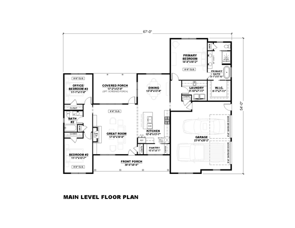 Home Plan - Floor Plan - Main Floor for Farmhouse House Plan #1117-55 - 3 bed, 2 bath