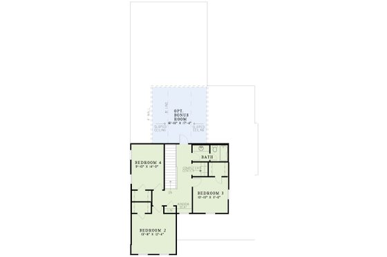 Floor Plan - Upper Floor for Colonial House Plan #17-2872 - 4 bed, 2.5 bath