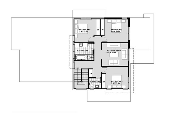 Floor Plan - Upper Floor for Modern House Plan #496-25 - 4 bed, 2.5 bath