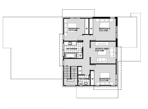 Modern Floor Plan - Upper Floor Plan #496-25