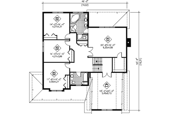 Floor Plan - Upper Floor for Traditional House Plan #25-4157 - 4 bed, 2.5 bath
