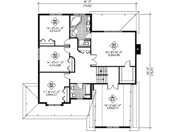 Traditional Floor Plan - Upper Floor Plan #25-4157