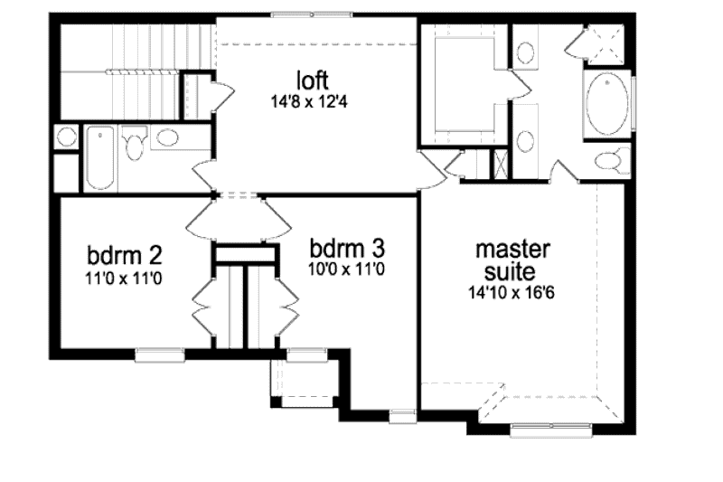 House Design - Floor Plan - Upper Floor for Traditional House Plan #84-352 - 3 bed, 2.5 bath