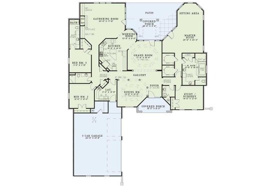 Floor Plan - Main Floor for Southern House Plan #17-112 - 4 bed, 3.5 bath