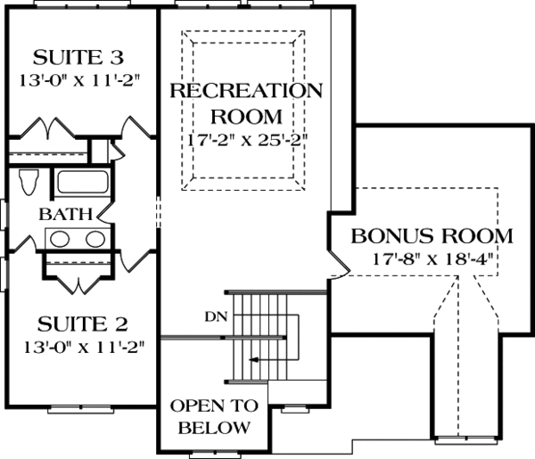 Colonial Floor Plan - Upper Floor Plan #453-88