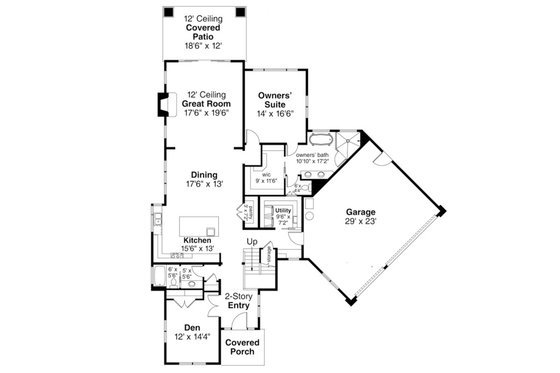 Floor Plan - Main Floor for Contemporary House Plan #124-1112 - 3 bed, 3 bath