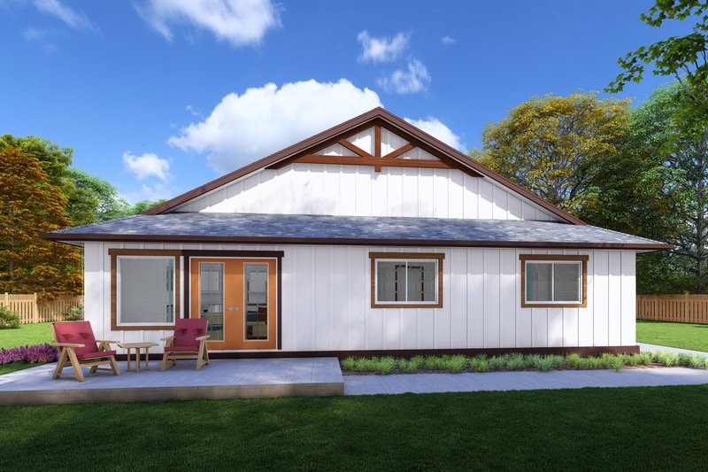 Dream House Plan - Exterior - Rear Elevation for Farmhouse House Plan #126-265 - 3 bed, 2 bath