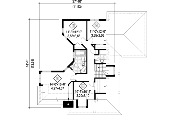 Floor Plan - Upper Floor for Cottage House Plan #25-4485 - 4 bed, 2 bath