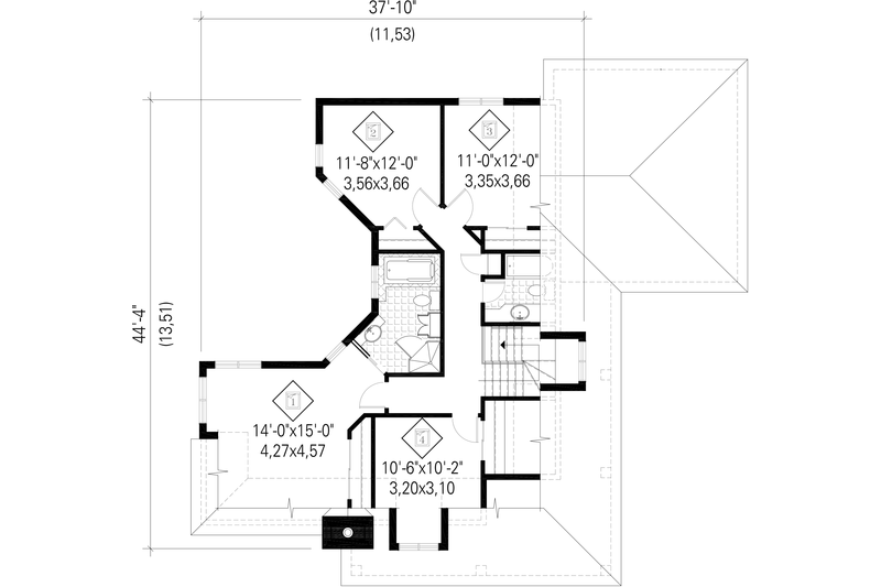 Dream House Plan - Floor Plan - Upper Floor for Cottage House Plan #25-4485 - 4 bed, 2 bath