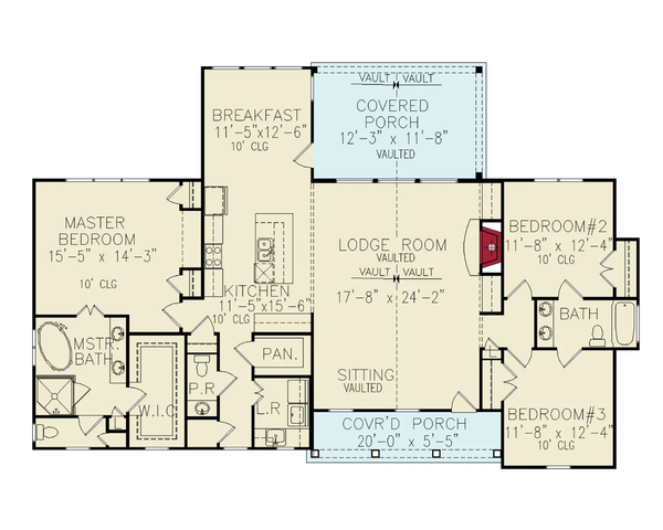 Home Plan - Floor Plan - Main Floor for Farmhouse House Plan #54-690 - 3 bed, 2.5 bath