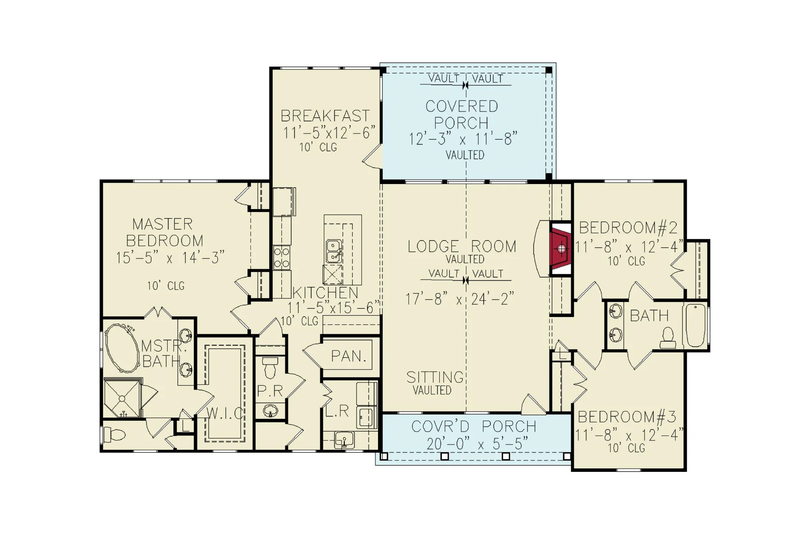 Home Plan - Floor Plan - Main Floor for Farmhouse House Plan #54-690 - 3 bed, 2.5 bath