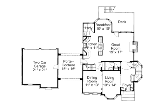 Floor Plan - Main Floor for European House Plan #429-12 - 4 bed, 3.5 bath