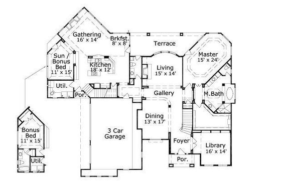 Floor Plan - Main Floor for Mediterranean House Plan #411-209 - 5 bed, 3 bath
