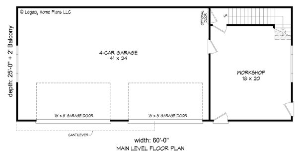 Contemporary Floor Plan - Main Floor Plan #932-962