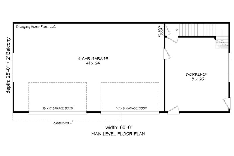 House Blueprint - Floor Plan - Main Floor for Contemporary House Plan #932-962 - 2 bed, 2 bath