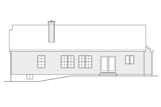 Exterior - Rear Elevation for Ranch House Plan #22-626 - 3 bed, 2 bath