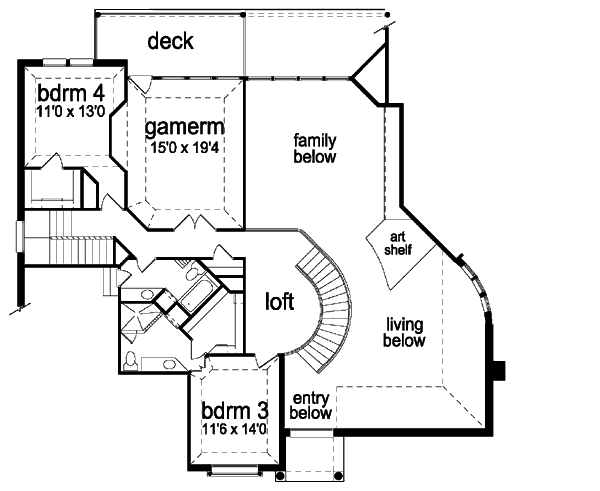 House Design - European Floor Plan - Upper Floor Plan #84-428