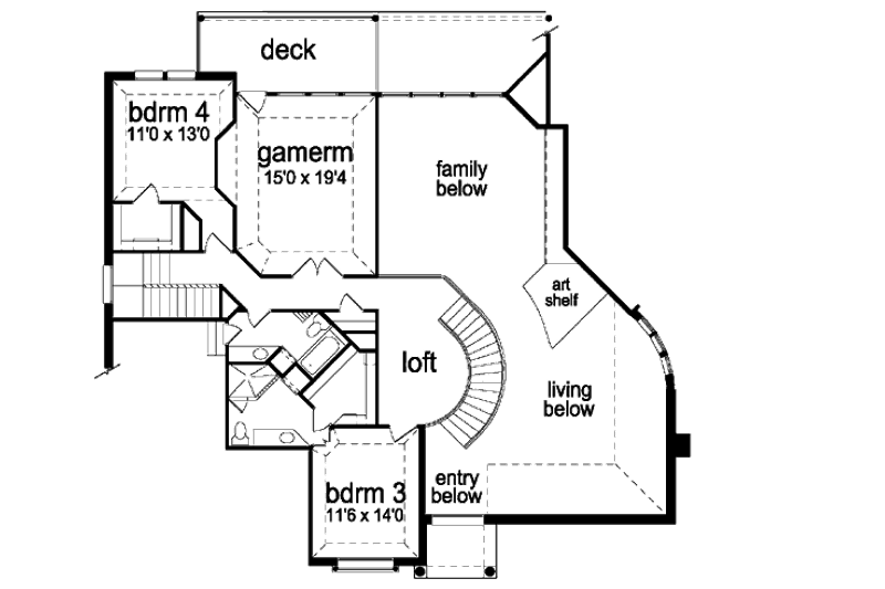 Dream House Plan - Floor Plan - Upper Floor for European House Plan #84-428 - 4 bed, 4 bath