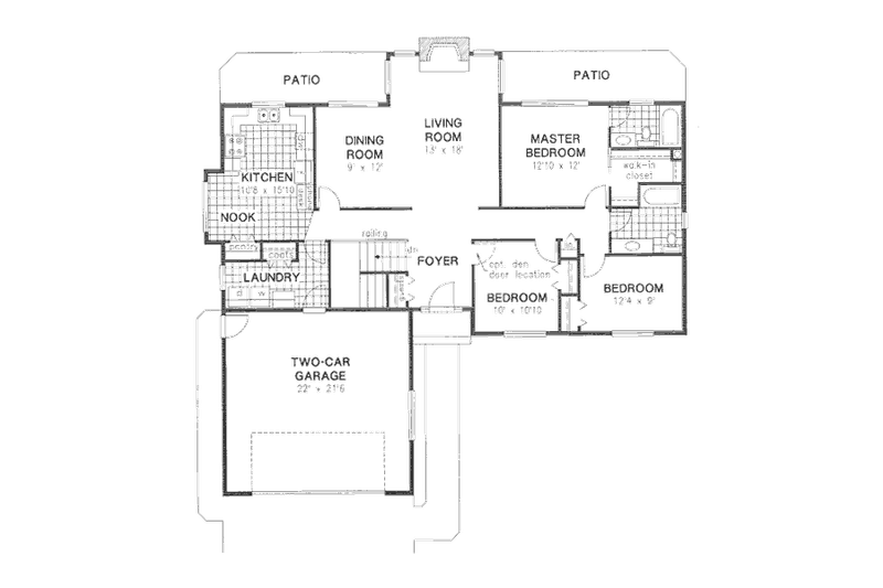 Home Plan - Floor Plan - Main Floor for European House Plan #18-9010 - 3 bed, 2 bath