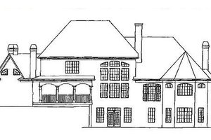 Exterior - Rear Elevation for European House Plan #54-104 - 4 bed, 4.5 bath
