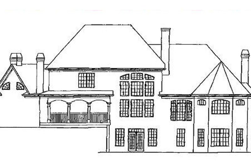 Home Plan - Exterior - Rear Elevation for European House Plan #54-104 - 4 bed, 4.5 bath