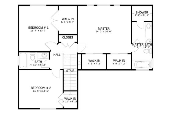 Floor Plan - Upper Floor for Traditional House Plan #1060-211 - 3 bed, 2.5 bath
