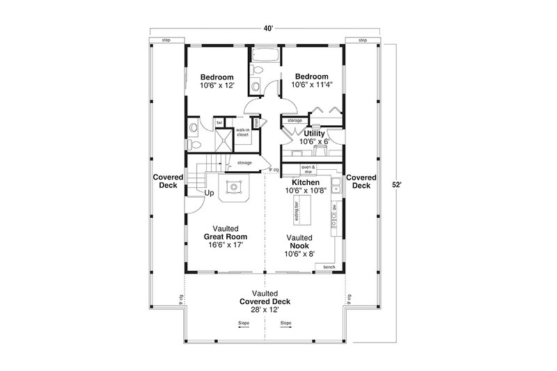 House Plan Design - Floor Plan - Main Floor for Craftsman House Plan #124-1385 - 2 bed, 2.5 bath