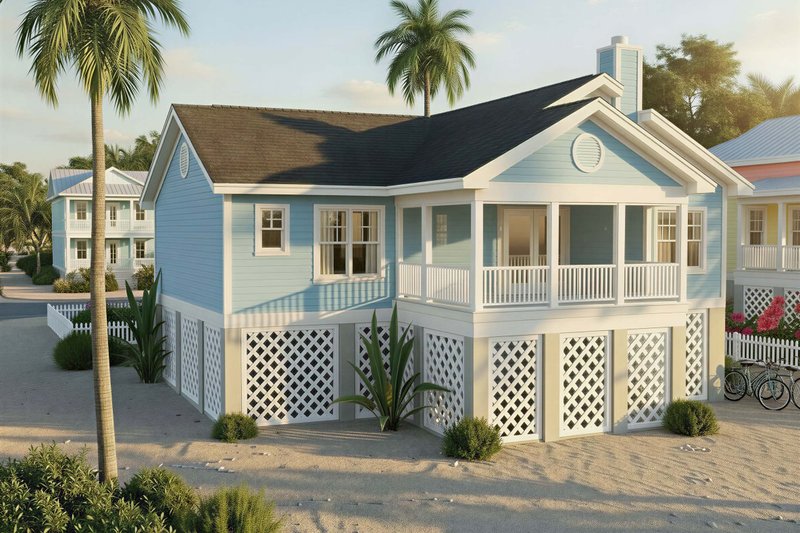 Dream House Plan - Exterior - Rear Elevation for Beach House Plan #1124-3 - 3 bed, 2 bath