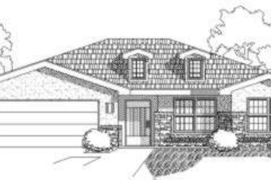 Exterior - Front Elevation for Adobe / Southwestern House Plan #24-217 - 3 bed, 2 bath