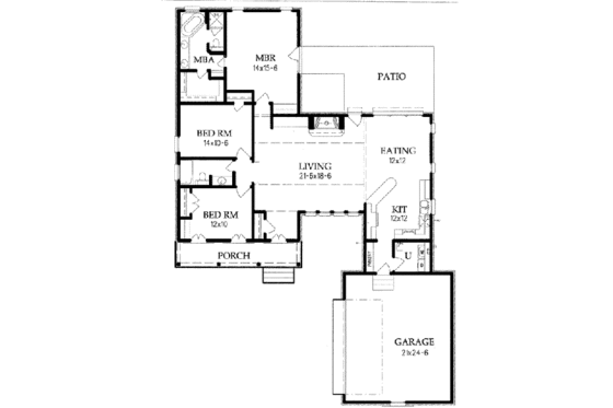 Floor Plan - Main Floor for European House Plan #15-112 - 3 bed, 2 bath