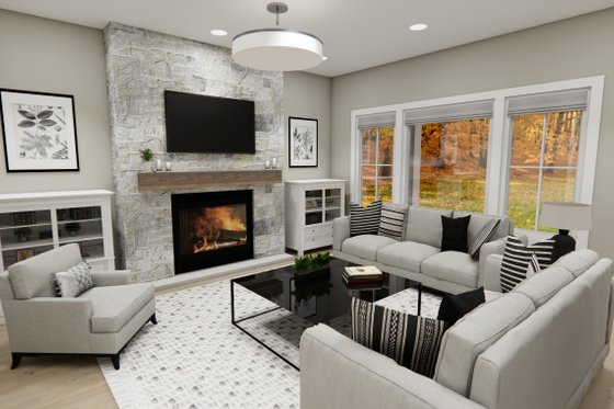 Interior - Family Room 1 for Bungalow House Plan #51-1413 - 4 bed, 3.5 bath