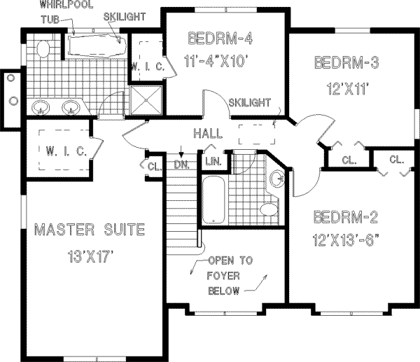 Traditional Floor Plan - Upper Floor Plan #3-175