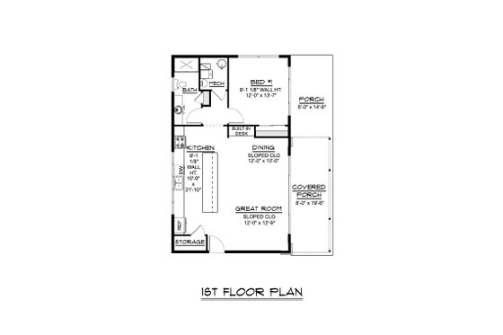 Floor Plan - Main Floor for Modern House Plan #1064-210 - 1 bed, 1 bath