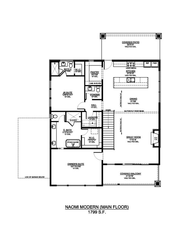 Home Plan - Floor Plan - Main Floor for Modern House Plan #1073-55 - 4 bed, 3.5 bath