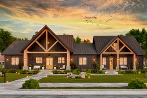 House Design - Exterior - Front Elevation for Farmhouse House Plan #119-472 - 3 bed, 3.5 bath