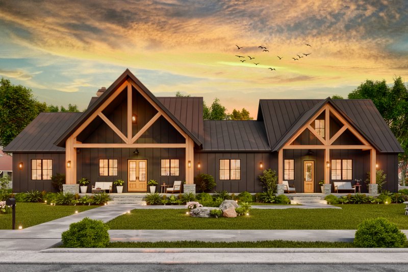 House Blueprint - Farmhouse Exterior - Front Elevation Plan #119-472