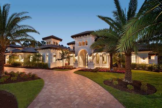 Exterior - Front Elevation for Mediterranean House Plan #27-545 - 4 bed, 4.5 bath