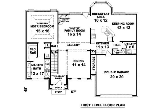 Floor Plan - Main Floor for European House Plan #81-849 - 3 bed, 2.5 bath