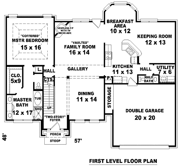 Floor Plan - Main Floor for European House Plan #81-849 - 3 bed, 2.5 bath