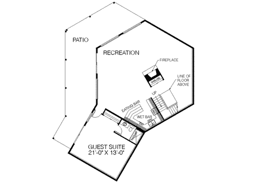 Floor Plan - Lower Floor for Ranch House Plan #60-365 - 4 bed, 3 bath
