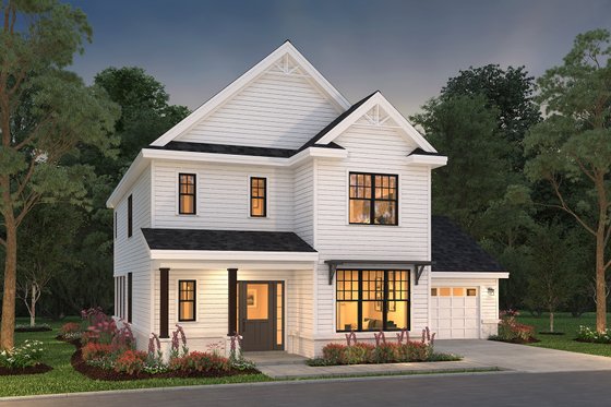 Exterior - Front Elevation for Farmhouse House Plan #497-43 - 3 bed, 2.5 bath