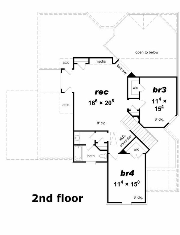 Traditional Floor Plan - Upper Floor Plan #329-358