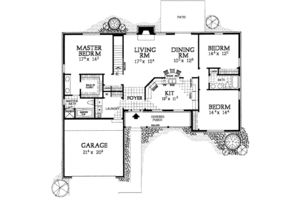 Floor Plan - Main Floor for Ranch House Plan #72-129 - 3 bed, 2 bath