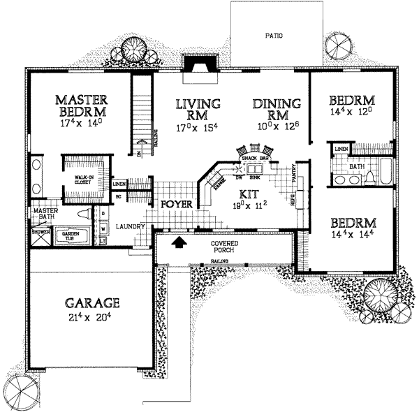 Architectural House Design - Ranch Floor Plan - Main Floor Plan #72-129